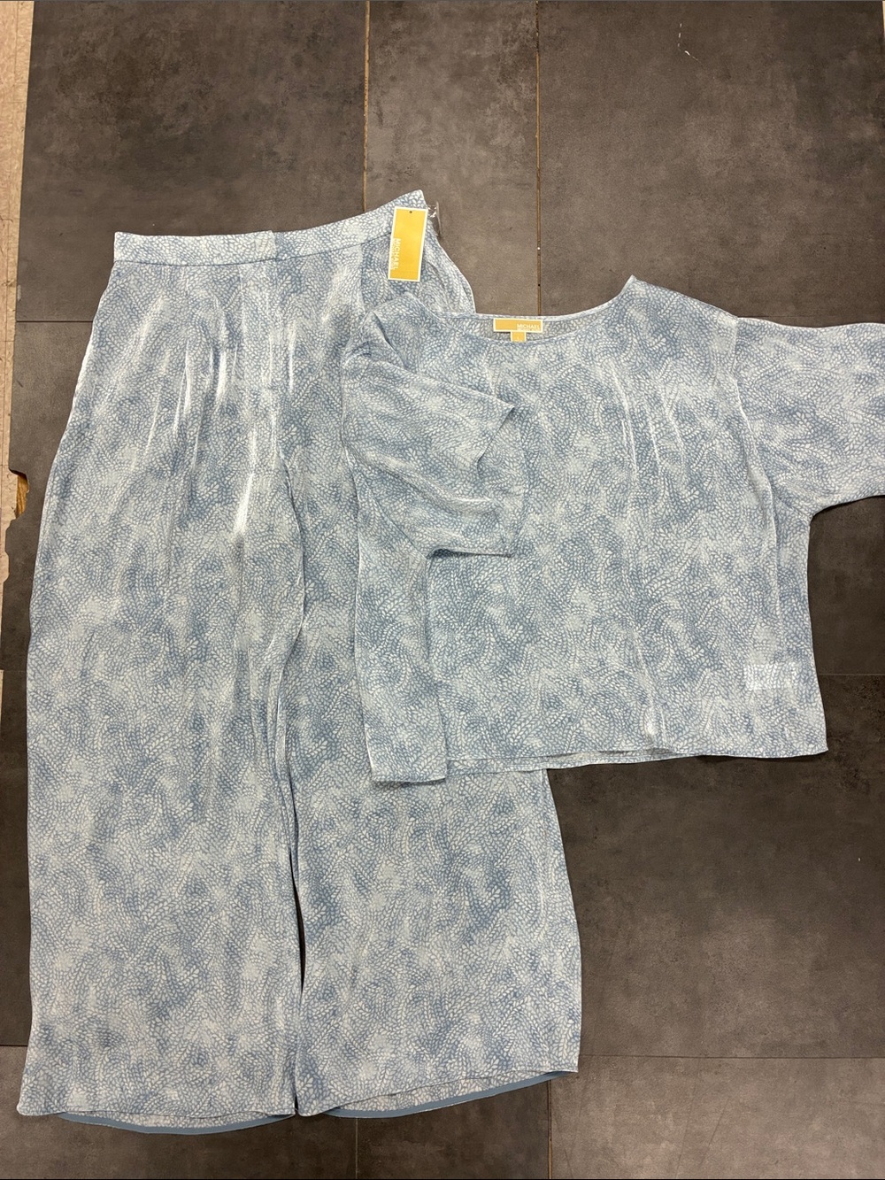 Michael Kors Light Blue Chambray Two-Piece Wide Leg Pant Set